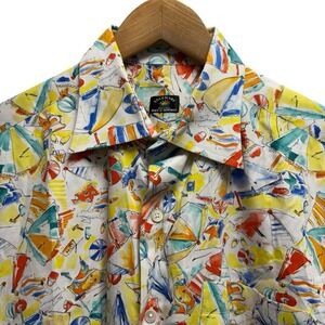 Solemare Maus & Hoffman Men's Large Multicolor Nautical Beach Hawaiian Shirt euc